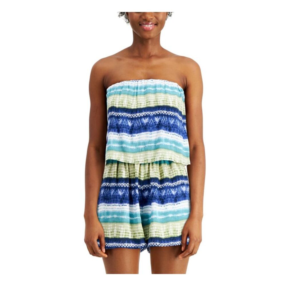 BEBOP Womens Pocketed Popover Strapless Straight leg Romper